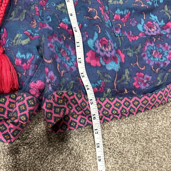 Sundance Kalini Navy Multi Floral Linen Blend Tasseled Boho Size PXL Petite - Picture 7 of 7